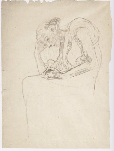 Seated Old Woman to the Left, with Head Resting on Hand by Gustav Klimt